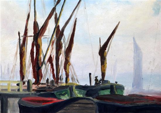 Paul Fordyce Maitland (1863-1909) Barges of Limehouse Reach 9.25 x 12.25in.